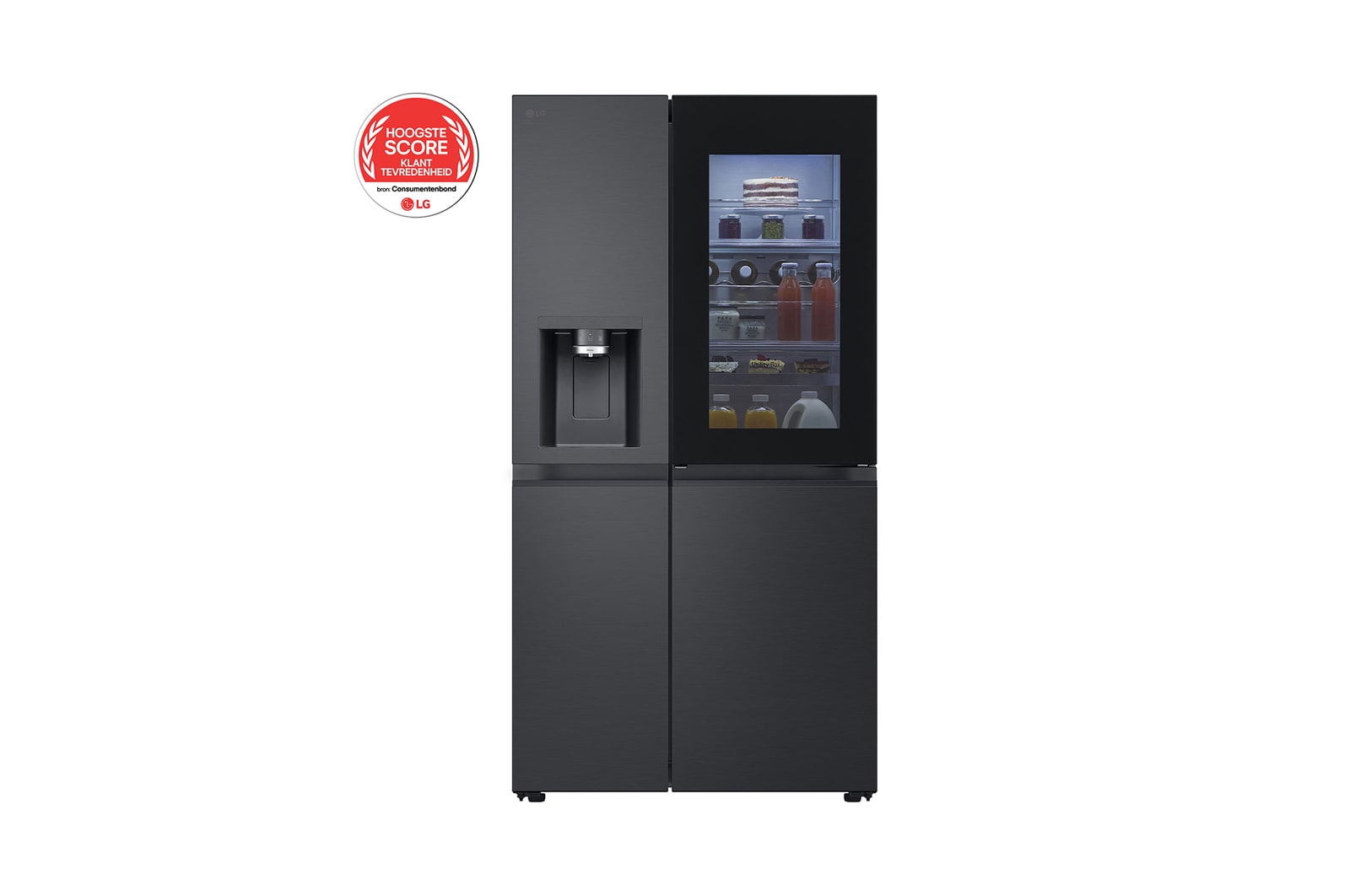 Vooraanzicht van 628L Amerikaanse koelkast Zwart | Door-in-Door™ | DoorCooling+™ | UVnano™ | LG NL GSXE90EVDD